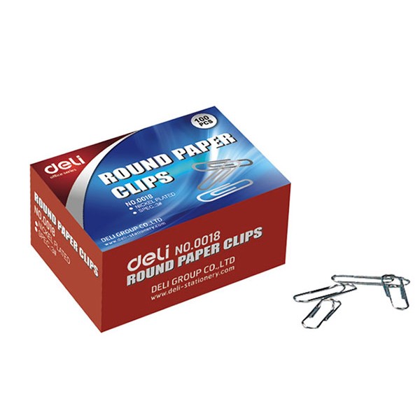 Deli Silver Paper Clip - 33mm (pkt/100pc)